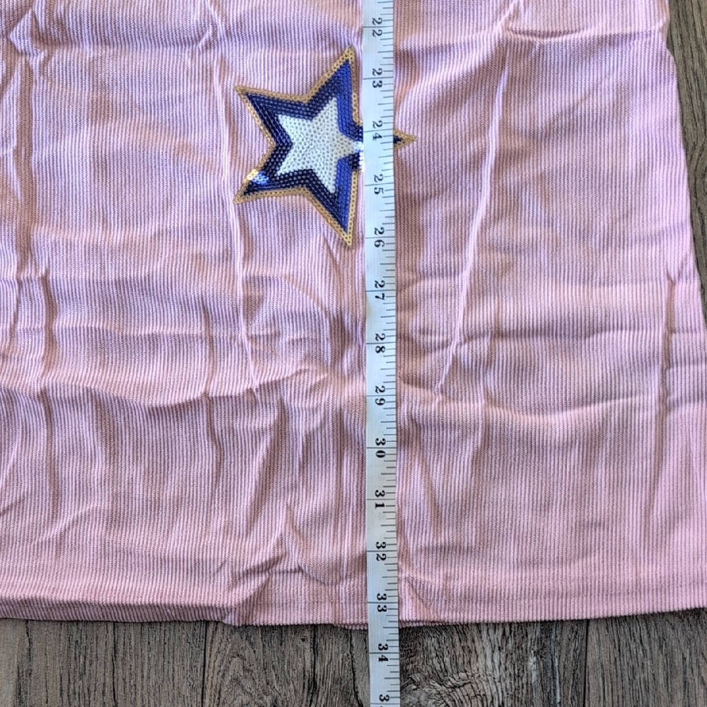 Patriotic Short Sleeve Dress Crewneck Pink with Sequined Stars Size Large - Picture 10 of 14